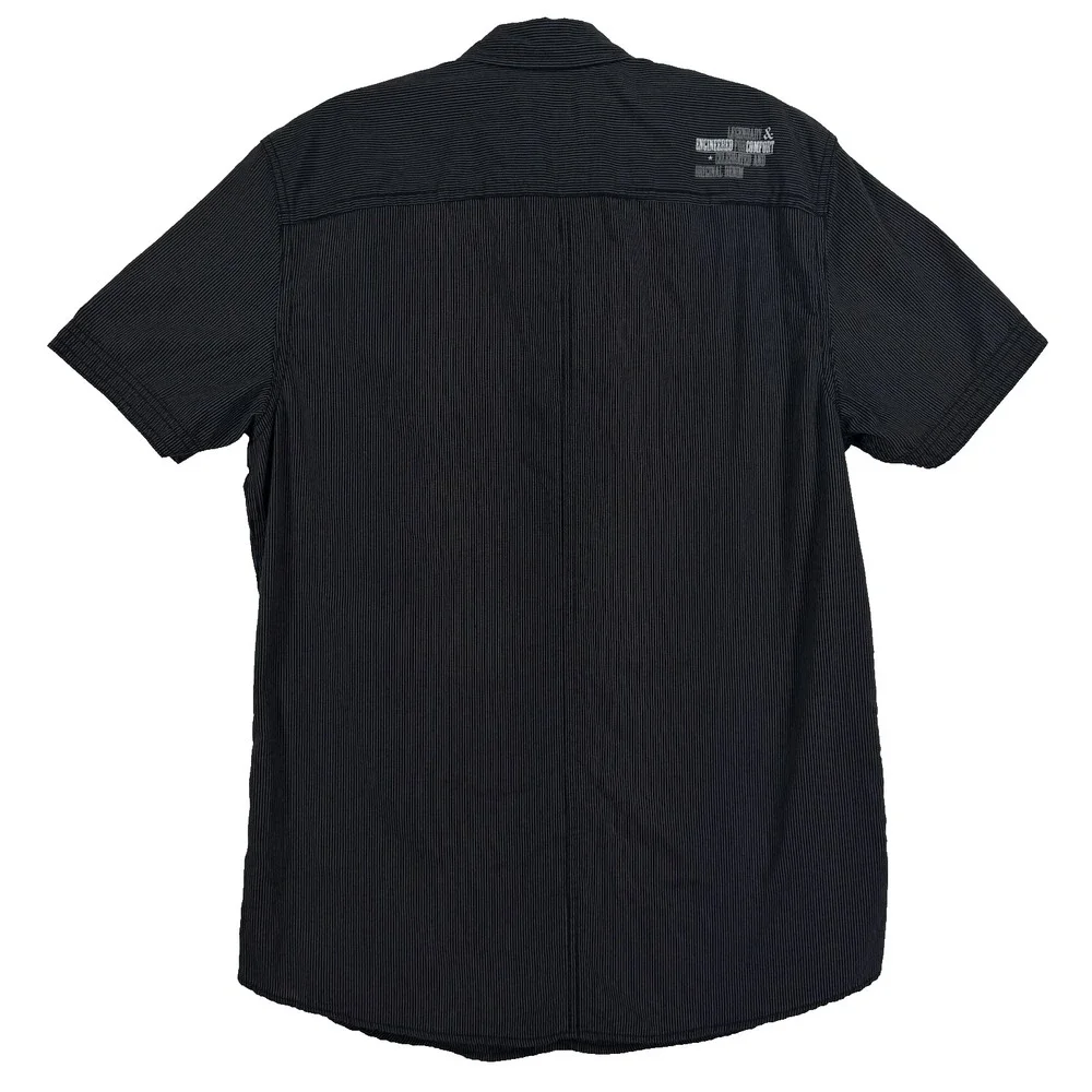 I‎ Jeans Buffalo Mens S Meyer Shirt Button Up Striped Short Sleeve Black White